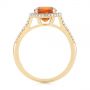 14k Yellow Gold Spessartite Garnet And Diamond Halo Ring - Front View -  105016 - Thumbnail