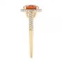 14k Yellow Gold Spessartite Garnet And Diamond Halo Ring - Side View -  105016 - Thumbnail