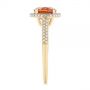 14k Yellow Gold Spessartite Garnet And Diamond Halo Ring - Side View -  105016 - Thumbnail