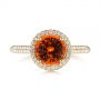 14k Yellow Gold Spessartite Garnet And Diamond Halo Ring - Top View -  105016 - Thumbnail