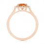 14k Rose Gold 14k Rose Gold Spessartite Garnet And Floral Diamond Halo Ring - Front View -  105019 - Thumbnail