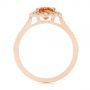 18k Rose Gold 18k Rose Gold Spessartite Garnet And Floral Diamond Halo Ring - Front View -  105019 - Thumbnail