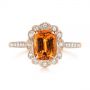 18k Rose Gold 18k Rose Gold Spessartite Garnet And Floral Diamond Halo Ring - Top View -  105019 - Thumbnail