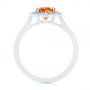 14k White Gold Spessartite Garnet And Floral Diamond Halo Ring - Front View -  105019 - Thumbnail