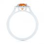 14k White Gold Spessartite Garnet And Floral Diamond Halo Ring - Front View -  105019 - Thumbnail