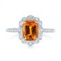  Platinum Platinum Spessartite Garnet And Floral Diamond Halo Ring - Top View -  105019 - Thumbnail