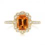14k Yellow Gold 14k Yellow Gold Spessartite Garnet And Floral Diamond Halo Ring - Top View -  105019 - Thumbnail