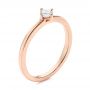 14k Rose Gold Square-cut Stacking Solitaire Diamond Ring - Three-Quarter View -  106163 - Thumbnail