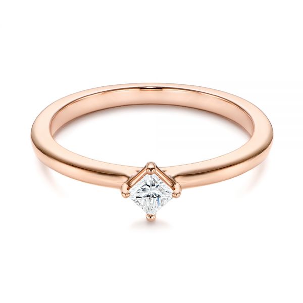 14k Rose Gold Square-cut Stacking Solitaire Diamond Ring - Flat View - 106163