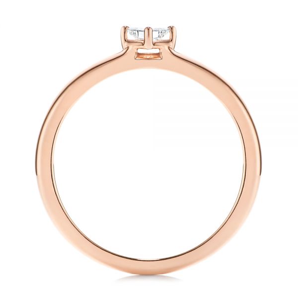 14k Rose Gold Square-cut Stacking Solitaire Diamond Ring - Front View -  106163 - Thumbnail