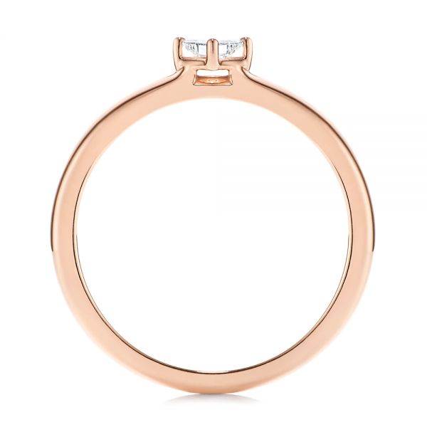 14k Rose Gold Square-cut Stacking Solitaire Diamond Ring - Front View - 106163