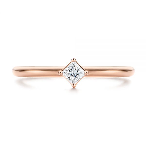 18k Rose Gold 18k Rose Gold Square-cut Stacking Solitaire Diamond Ring - Top View -  106163 - Thumbnail