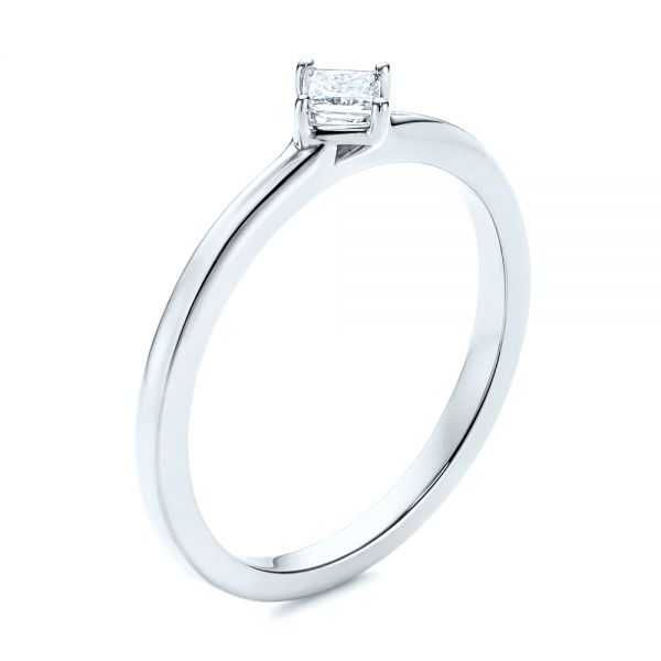  Platinum Platinum Square-cut Stacking Solitaire Diamond Ring - Three-Quarter View -  106163 - Thumbnail