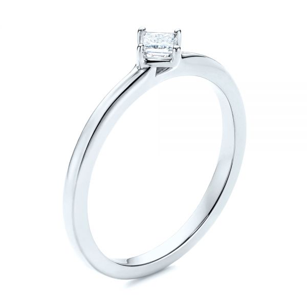 14k White Gold 14k White Gold Square-cut Stacking Solitaire Diamond Ring - Three-Quarter View -  106163 - Thumbnail