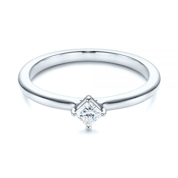 18k White Gold 18k White Gold Square-cut Stacking Solitaire Diamond Ring - Flat View -  106163