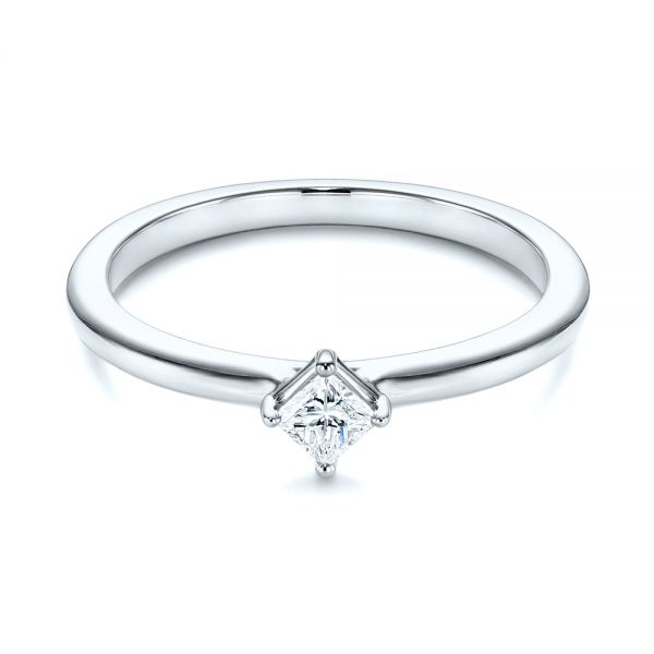 Platinum Platinum Square-cut Stacking Solitaire Diamond Ring - Flat View - 106163