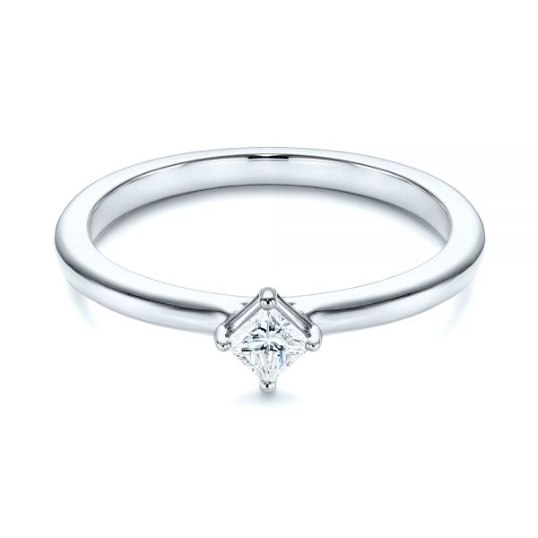 14k White Gold 14k White Gold Square-cut Stacking Solitaire Diamond Ring - Flat View -  106163 - Thumbnail