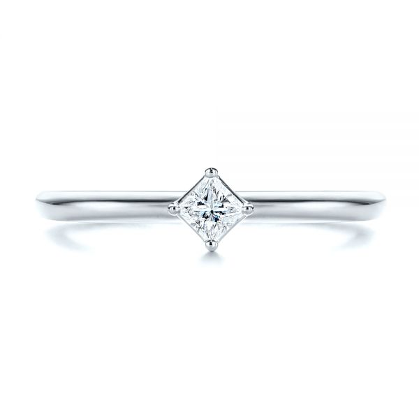 Platinum Platinum Square-cut Stacking Solitaire Diamond Ring - Top View - 106163