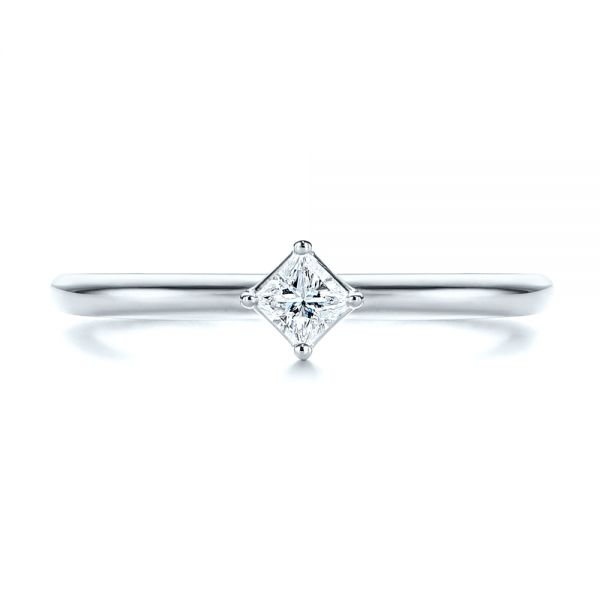  Platinum Platinum Square-cut Stacking Solitaire Diamond Ring - Top View -  106163 - Thumbnail