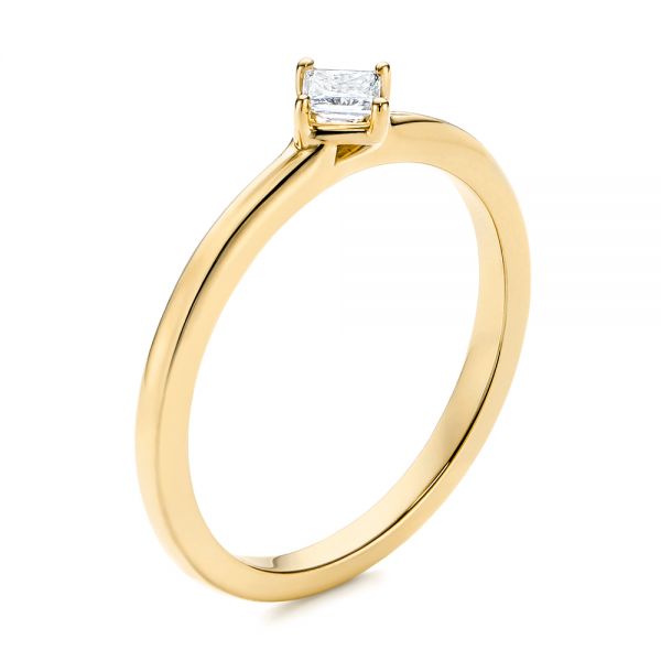 18k Yellow Gold 18k Yellow Gold Square-cut Stacking Solitaire Diamond Ring - Three-Quarter View -  106163 - Thumbnail