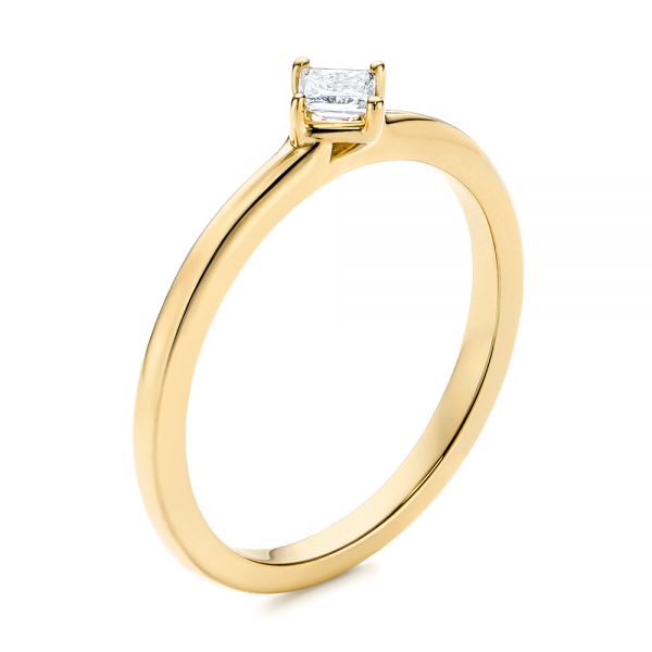 14k Yellow Gold 14k Yellow Gold Square-cut Stacking Solitaire Diamond Ring - Three-Quarter View -  106163 - Thumbnail