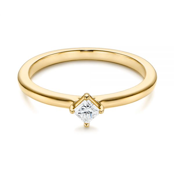 18k Yellow Gold 18k Yellow Gold Square-cut Stacking Solitaire Diamond Ring - Flat View -  106163 - Thumbnail