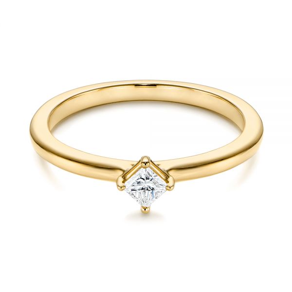 14k Yellow Gold 14k Yellow Gold Square-cut Stacking Solitaire Diamond Ring - Flat View -  106163 - Thumbnail