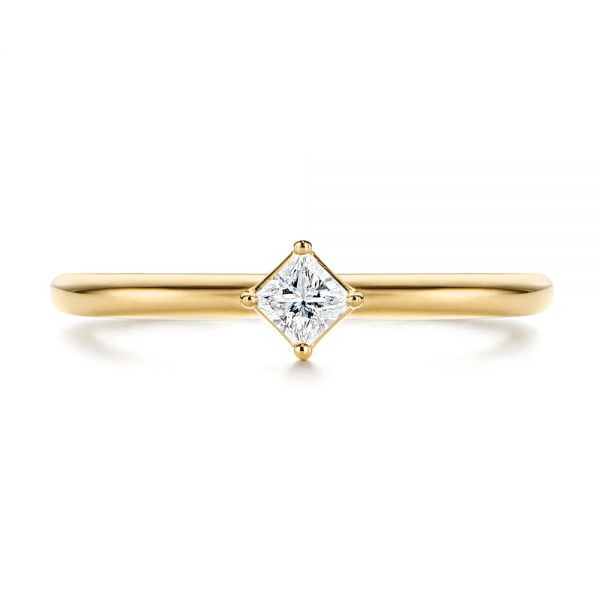 18k Yellow Gold 18k Yellow Gold Square-cut Stacking Solitaire Diamond Ring - Top View -  106163