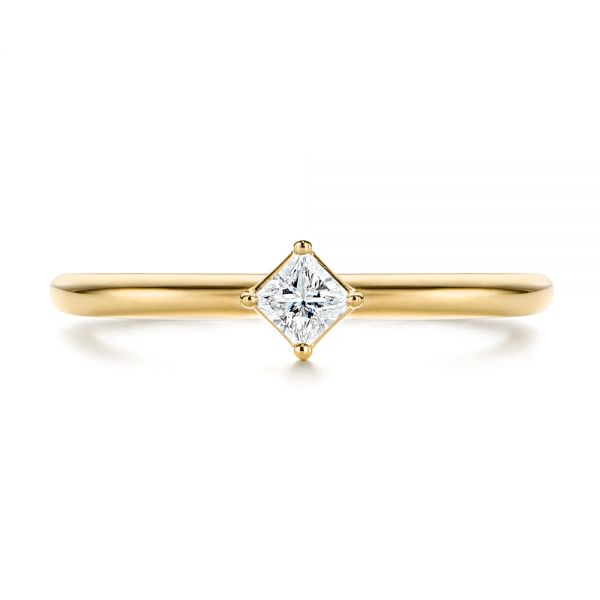 18k Yellow Gold 18k Yellow Gold Square-cut Stacking Solitaire Diamond Ring - Top View -  106163 - Thumbnail