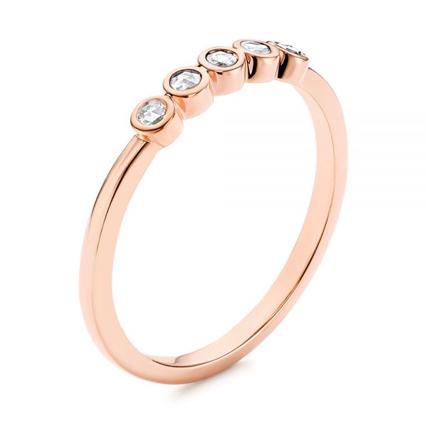 14k Rose Gold Stackable Rose Cut Diamond Ring - Three-Quarter View -  106164