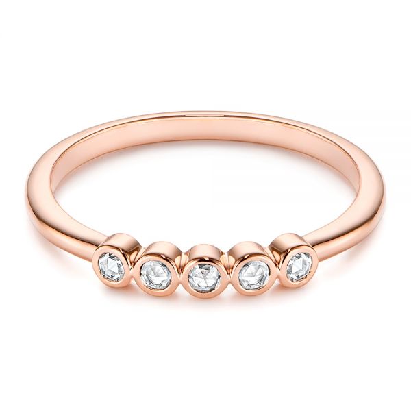 14k Rose Gold Stackable Rose Cut Diamond Ring - Flat View -  106164 - Thumbnail