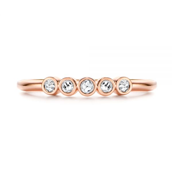 14k Rose Gold Stackable Rose Cut Diamond Ring - Top View -  106164