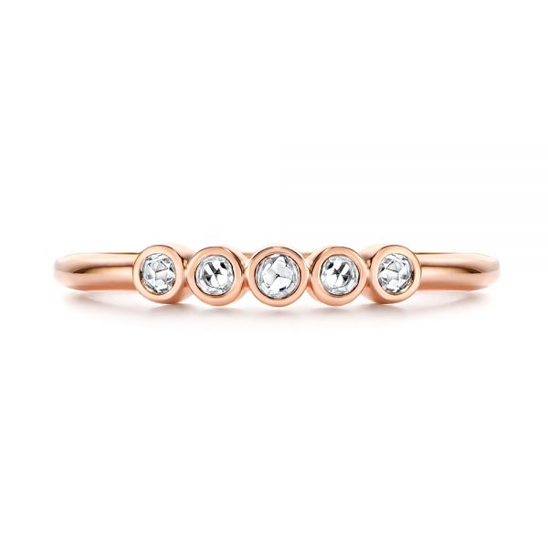 14k Rose Gold Stackable Rose Cut Diamond Ring - Top View -  106164 - Thumbnail