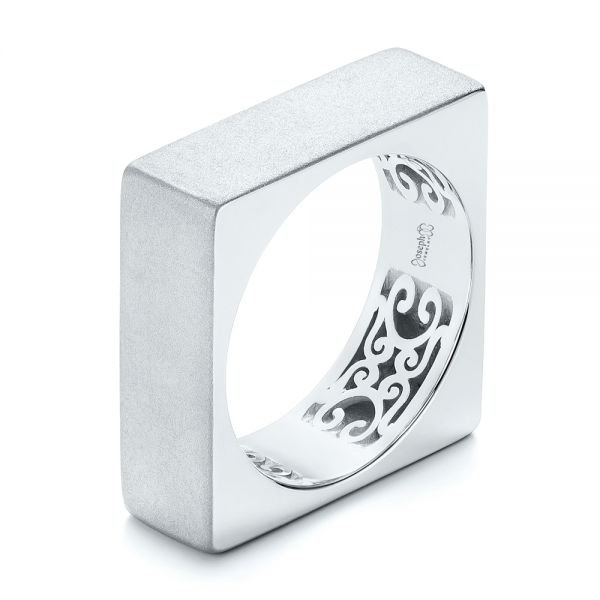  Platinum Platinum Stackable Square Fashion Ring - Three-Quarter View -  106098