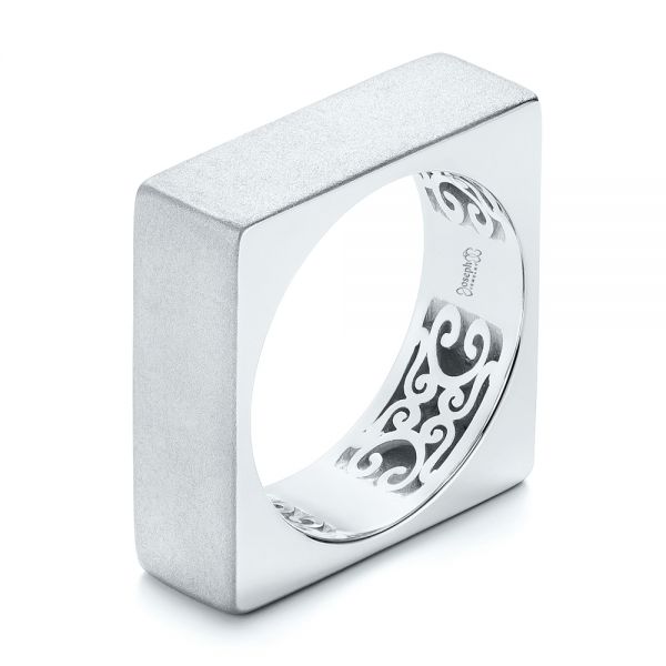  Platinum Platinum Stackable Square Fashion Ring - Three-Quarter View -  106098 - Thumbnail