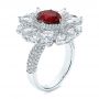 18k White Gold Starburst Diamond And Ruby Fashion Ring - Three-Quarter View -  105670 - Thumbnail