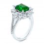 18k White Gold Starburst Emerald And Diamond Fashion Ring - Three-Quarter View -  105672 - Thumbnail