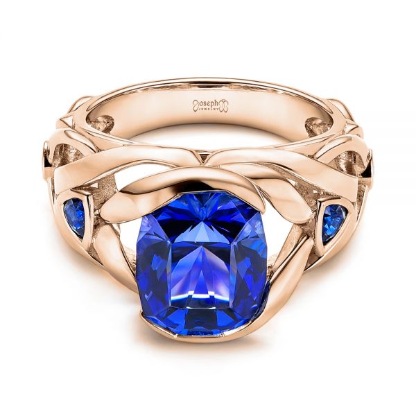 14k Rose Gold 14k Rose Gold Tanzanite And Blue Sapphire Fashion Ring - Flat View -  106147