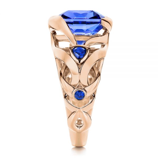 18k Rose Gold 18k Rose Gold Tanzanite And Blue Sapphire Fashion Ring - Side View -  106147