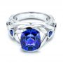 14k White Gold 14k White Gold Tanzanite And Blue Sapphire Fashion Ring - Flat View -  106147 - Thumbnail