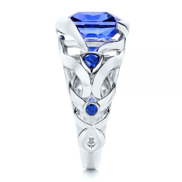  Platinum Tanzanite And Blue Sapphire Fashion Ring - Side View -  106147