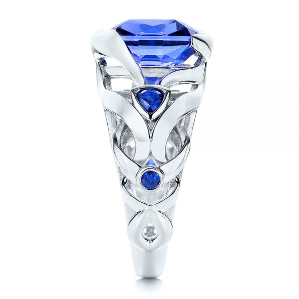 18k White Gold 18k White Gold Tanzanite And Blue Sapphire Fashion Ring - Side View -  106147