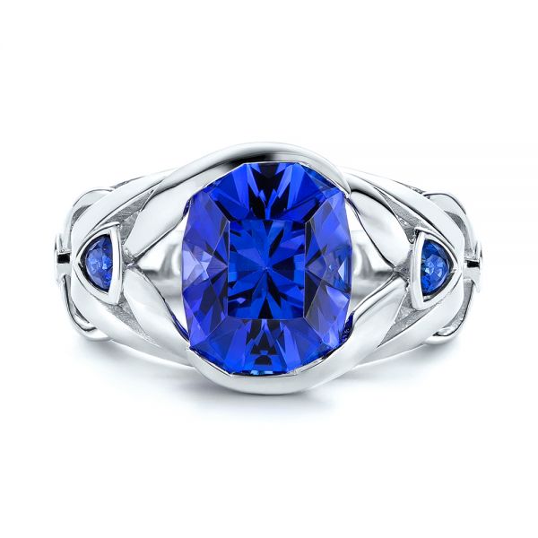 14k White Gold 14k White Gold Tanzanite And Blue Sapphire Fashion Ring - Top View -  106147