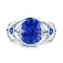 18k White Gold 18k White Gold Tanzanite And Blue Sapphire Fashion Ring - Top View -  106147 - Thumbnail