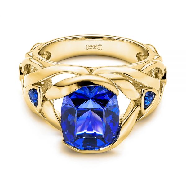 18k Yellow Gold 18k Yellow Gold Tanzanite And Blue Sapphire Fashion Ring - Flat View -  106147