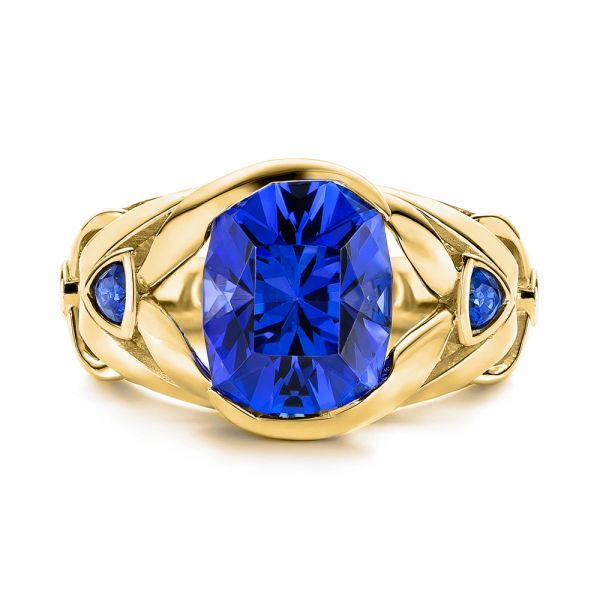 18k Yellow Gold 18k Yellow Gold Tanzanite And Blue Sapphire Fashion Ring - Top View -  106147
