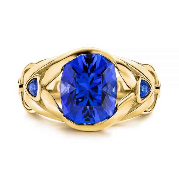 18k Yellow Gold 18k Yellow Gold Tanzanite And Blue Sapphire Fashion Ring - Top View - 106147