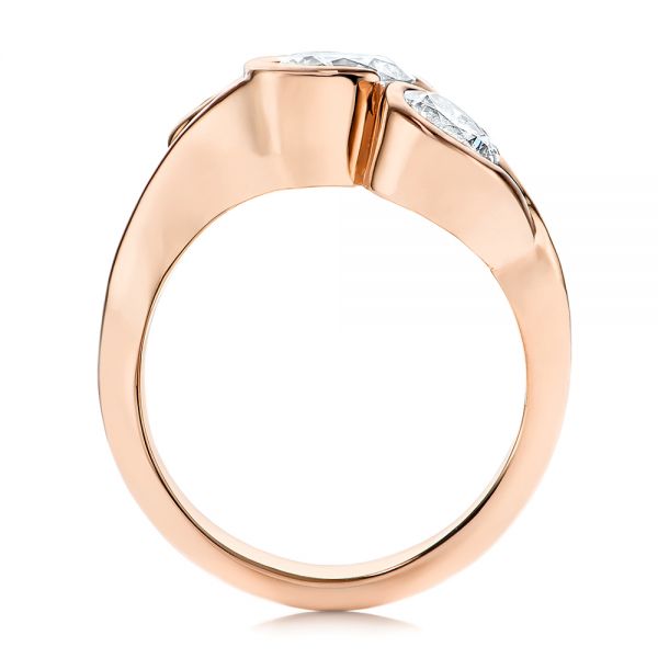 14k Rose Gold 14k Rose Gold Three Stone Wrapped Diamond Ring - Front View -  106166 - Thumbnail