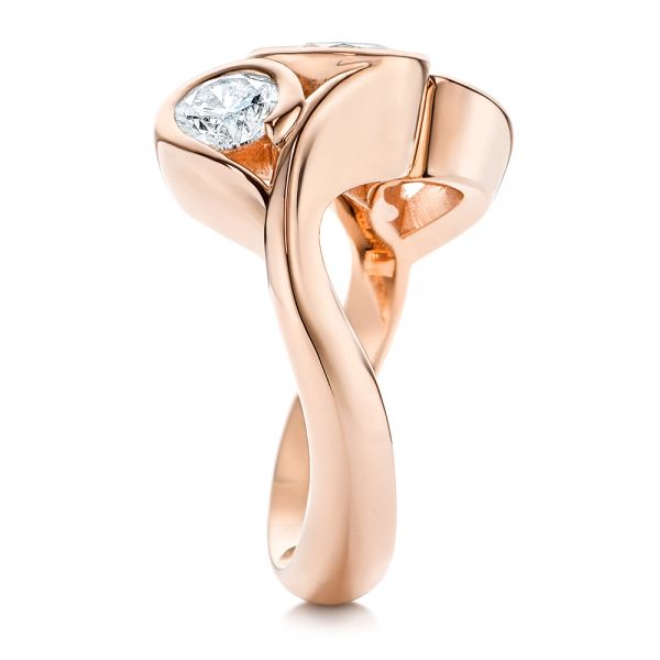 18k Rose Gold 18k Rose Gold Three Stone Wrapped Diamond Ring - Side View -  106166 - Thumbnail