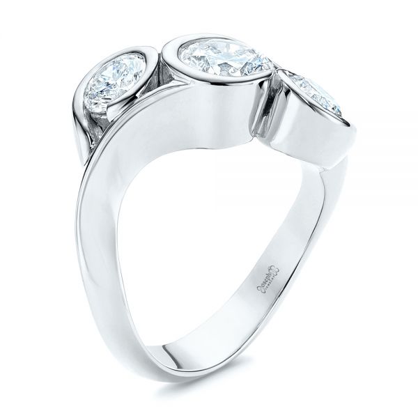  Platinum Platinum Three Stone Wrapped Diamond Ring - Three-Quarter View -  106166 - Thumbnail
